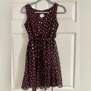 By and By: Purple and Gold Dress with Keyhole Back